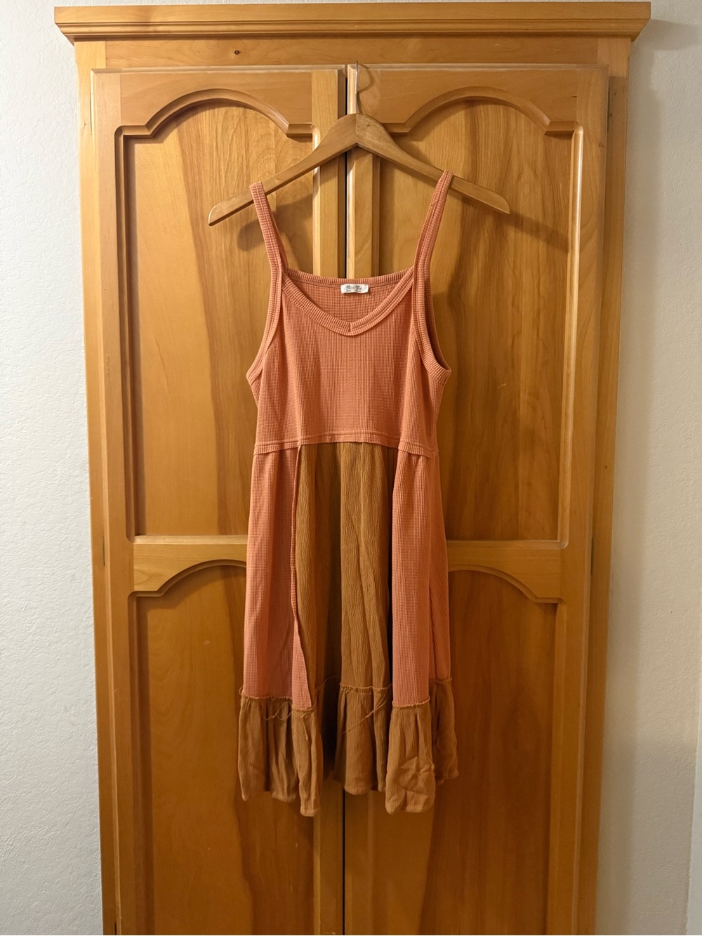 Miss Me Rust and Brown Sleeveless Tiered Mini Dress